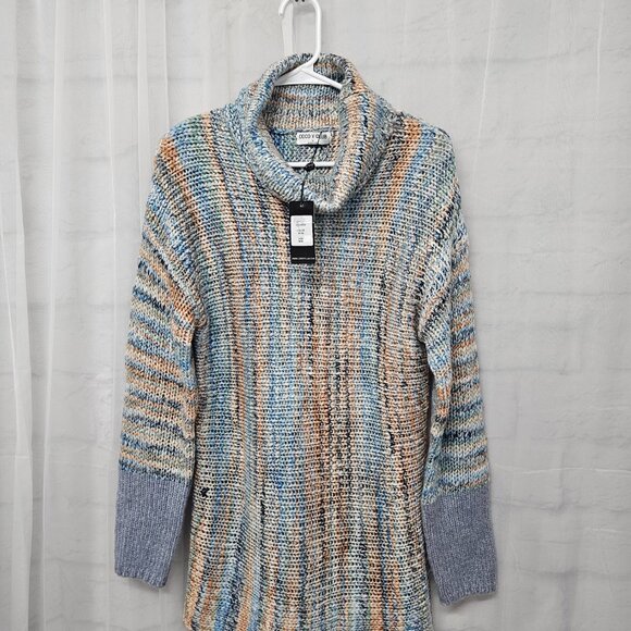 NWT Blue Peach Turtleneck Tunic Sweater Stripes Boho Rag Granola M - Picture 7 of 10